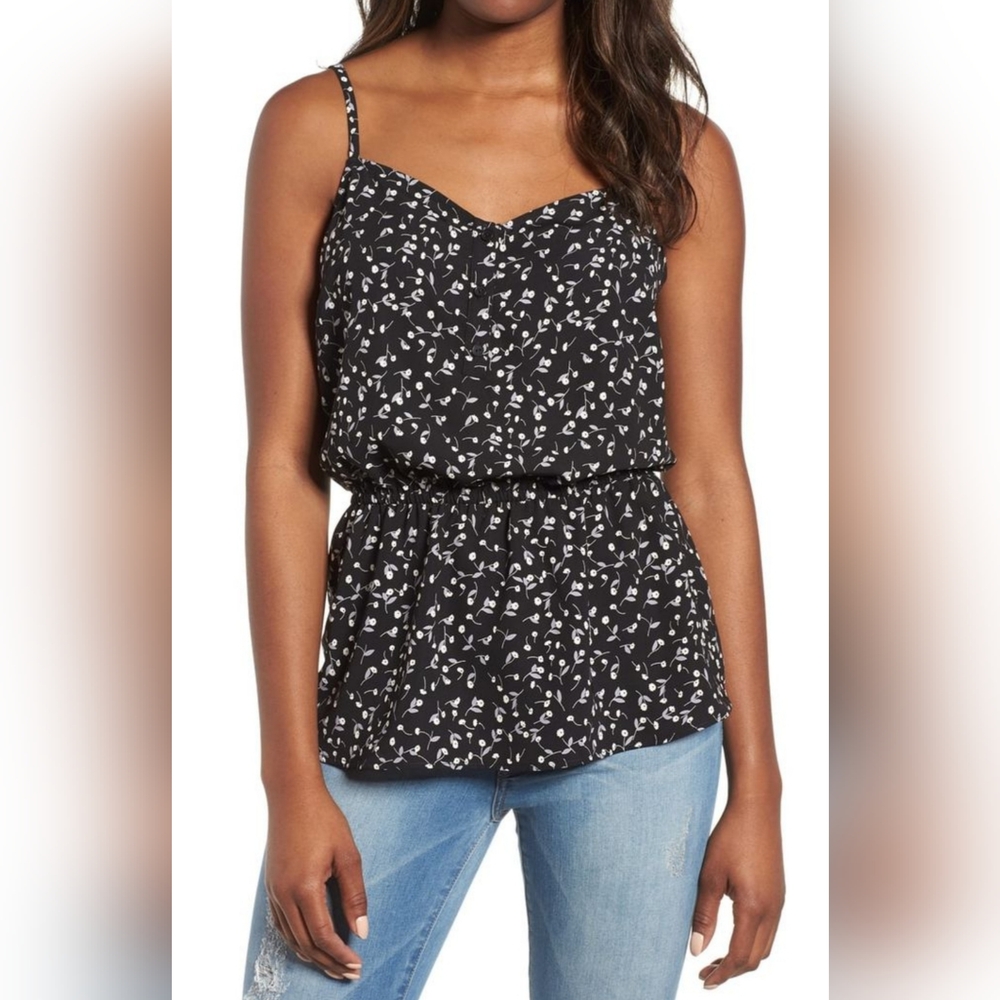 Nordstrom Gibson Peplum Button Front Tank